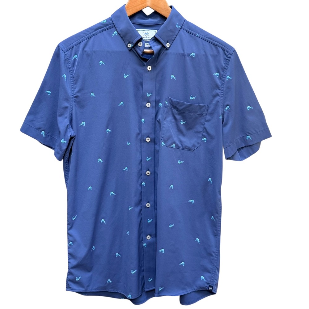 Southern‎ Tide Mens Shirt Shrimp Print Size S Short Sleeve Button Down Summer - Picture 2 of 7